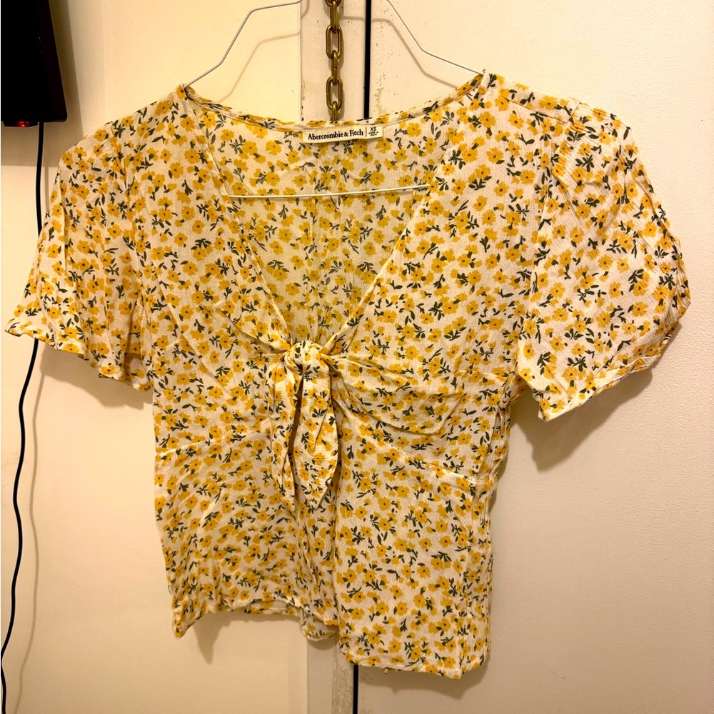 Abercrombie Floral Yellow White Blouse